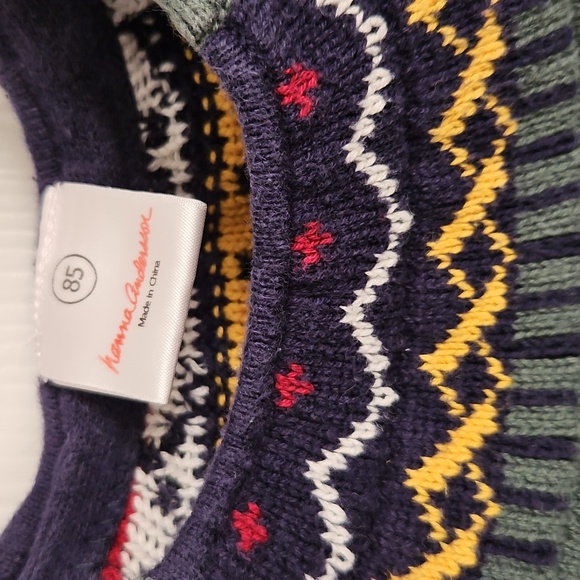 Hanna Andersson Boy's Winter Navy Sweater Button Size 2T 85cm Christmas Holiday - Picture 2 of 4